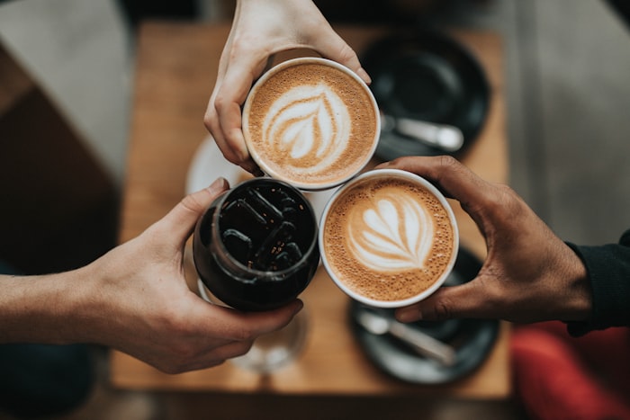 Coffee on wood table